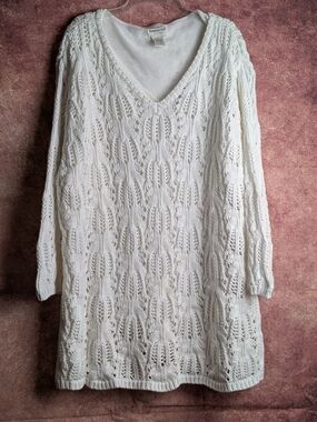 Brownstone Studio New York Cream Cable Knit Tunic Sweater 3X Cotton